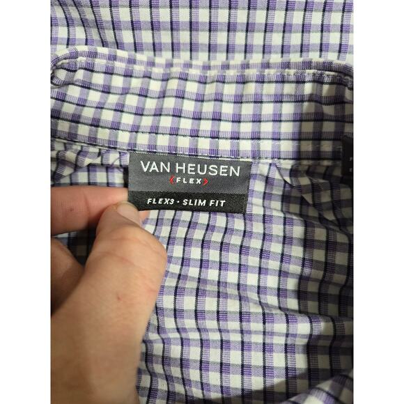Van Heusen small men's plaid flex slim fit button up long sleeve shirt - Picture 6 of 11